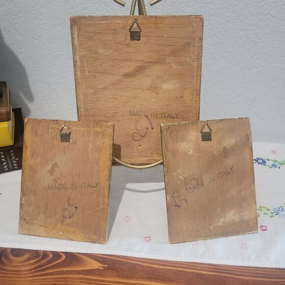 Vintage Florentine Gold Gilt Floral Wall Plaques Set of 3 MCM Made in Italy - Picture 5 of 16